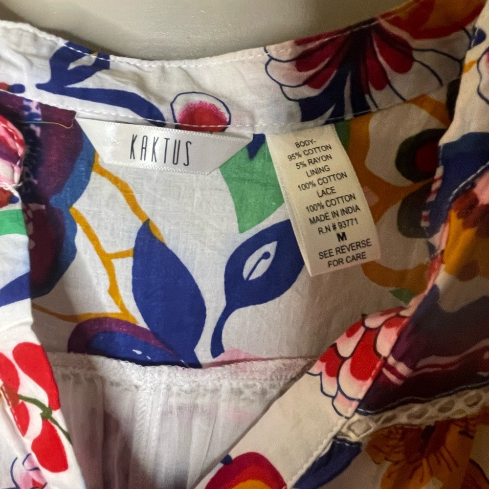Kaktus Colorful Floral Dress Sz M - Picture 3 of 4